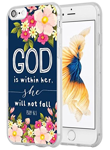 Iphone 7 Case Christian Quotes, Hungo Apple Iphone 7 Case Soft Tpu Silicone Protective God Is Within Her She Will Not Fall Psalm Bible Verse Songs Rubber