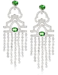 CZ by Kenneth Jay Lane "Vintage Cubic Zirconia" Rhodium-Plated Sterling Silver Deco Fringe Earrings