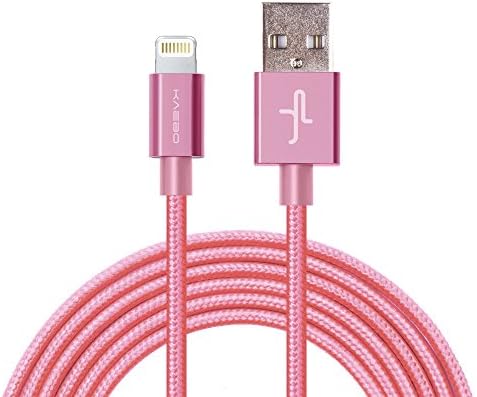 Juno Power KAEBO (PINK) - Lightning Cable (Apple Certified) - 1 Meter (3.3 FT) Braided iPhone Lighting 8 Pin Cable with Aluminum Connectors for iPhone 6 Plus, 6, 5S, 5C, 5; iPad Air, iPad Mini and More; Apple Lightning Cable, Lightning Charger, Lightning Cable MFI Certified