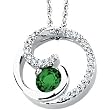 14K White Gold Tsavorite and Diamond Necklace