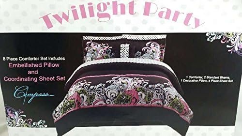 Twilight Party Girls Teen 8pc Comforter Bed in a Bag Set Full College Dorm