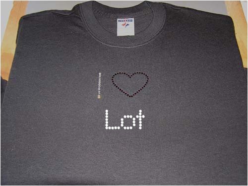 I Love Lot - Ladies Short Sleeve Gildan g640l Rhinestone Shirt
