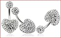 Mbody: Swarovski, White/Clear Crystal 3-D Heart Belly-Bar, comes with additional matching crystal, 5mm Top Bead. Standard size of 1.6 x 10mm Titanium Banana Bar