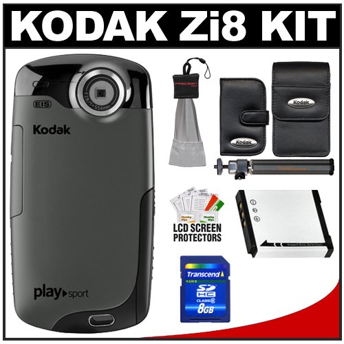 Kodak Playsport Zx3 Pocket 1080p HD Waterproof Video Camera Camcorder (Black) with 8GB Card + Battery + Case + Accessory Kit