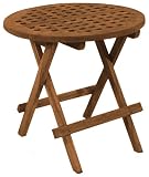 SeaTeak Round-Grate Top Folding Deck Table, Oiled Finish