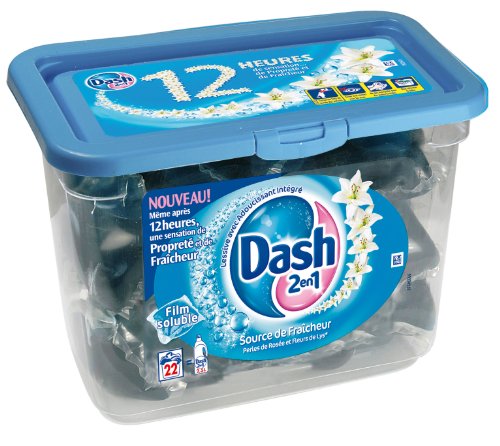 DASH Lessive Liquide Eco-doses Source de Fraîcheur 22 doses - 3 boites (66 doses)