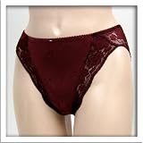 Venus Maroon Satin Floral Detail Bikini Panty #5148 S