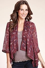 Indigo Collection Waterfall Feather Print Cover Up Top