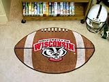 Script with Badger Head Football 22x35 Floor Mat (Rug) - Wisconsin Badgers NCAA College Athletics