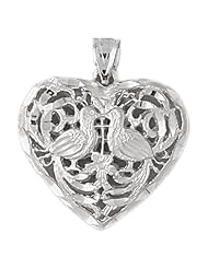 Clevereves14K White Gold Pendant 3-D Filigree Heart 7.6 - Gram(s)
