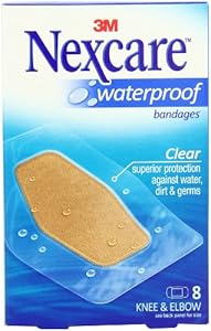 Nexcare Waterproof Clear Bandage, Knee and Elbow, 8-Count Packages (Pack of 6)