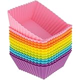 Freshware CB-306SC 12-Pack Silicone Square Reusable Cupcake and Muffin Baking Cup, Six Vibrant Colors