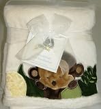 Kids Line Pram Boa Blanket with Monkey Embroidery (Ecru)