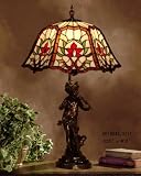Palm Leaf Tiffany Table Lamp Girl Basket Base