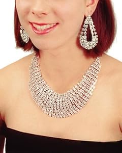 Sunnywood 3501S Silver Rhinestone Necklace And Earrings Set