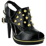 K99 New Ladies Black Peep Toe Platform Shoes Sizes 3-8 UK