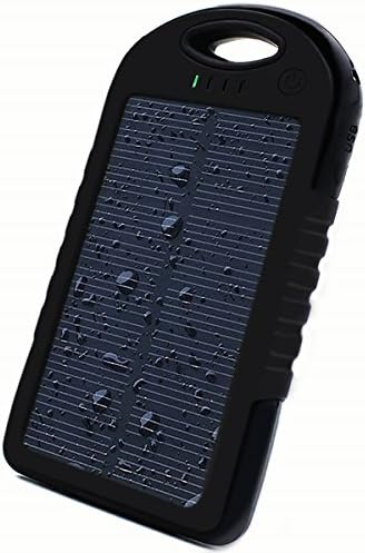 Docrooup Solar Charger - Portable Dual USB Output Solar Panel 5000mAh Waterproof/ Shockproof/ Dustproof Backup Power Bank for iPhone 6/ 6 Plus/ 5/ 5s/ 5c, Windows and Android Phones (Black)