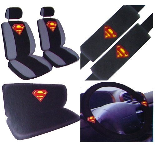  11PC Superman Logo Shield Seat Cover Combo Kit