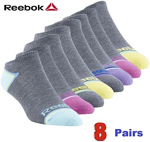 Reebok Women's Athletic Quarter Sock with Dual Feed 8 -Pack Free Shipping (Gray)