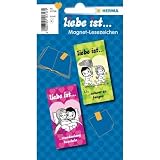 Produkt-Bild: HERMA Magnet-Lesezeichen "Liebe ist", pink / gr&uuml;n VE=1