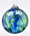 Kitras Art Glass - Hand Blown Glass Hanging Ornament - Witch Ball - FEATHER BALL - OCEANIA - OR-FEAB-06-OC
