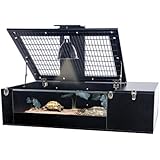Penn Plax Tortoise Palace with Wire Top, Black Frame and Glass Terrarium