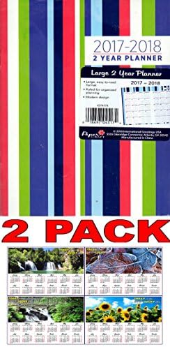 Stripes 2017 - 2018 2 Year Monthly Planner - Calendar - Agenda - Appointment Book Organizer + Bonus 2017 Magnetic Calendar (Bundle - 2 Items)
