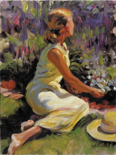 The Dreaming Garden Woman Art Limited Edition Textured Oil Painting on Canvas Wall Decor 24