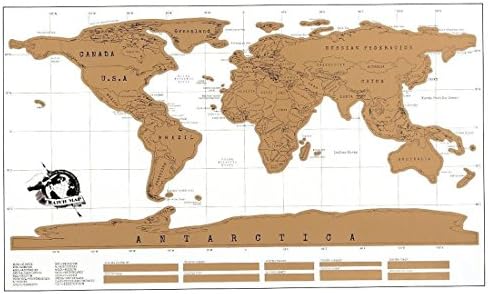 Large World Scratch Map - Scratch Off Where You've Been - With Pro Scratch Stylus