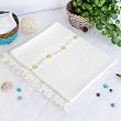[Chrysanthemum - White] Thermal Cellular Embroidered Throw Blanket (31.5 by 55.1 inches)