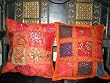 2Pc Orange Sequin Embroidered Patchwork Cushion Cover Throw 16"