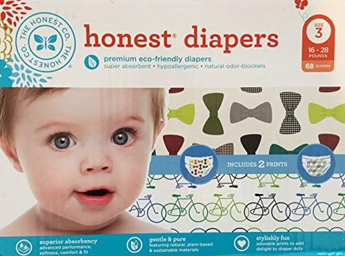 The Honest Company Honest Diapers Size 3 Bow Ties and Bicycles 68 Count (16-28 Lbs)