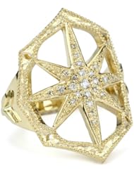 Mizuki 14k Gold and Diamond Outlined Web Starburst Ring