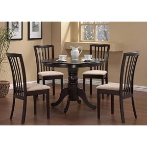 5pc Pedestal Dining Table and Chairs Set Cappuccino Finish by 