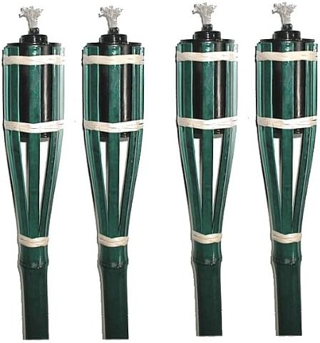 Set 4 Green 23" Bamboo Tiki Citronella Torches / Luau Party Lights