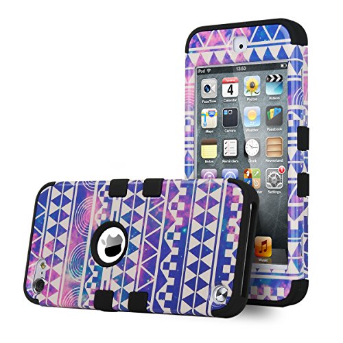 iPod touch 6 Case,iPod touch 5 Case ,ULAK [Colorful Series] 3 in 1 Anti-slip iPod Touch Case Hard PC+Soft Silicone Hybrid Dust Scratch Shock Resistance Cover for iPod touch 5 6th Gen(Reverie/Black)