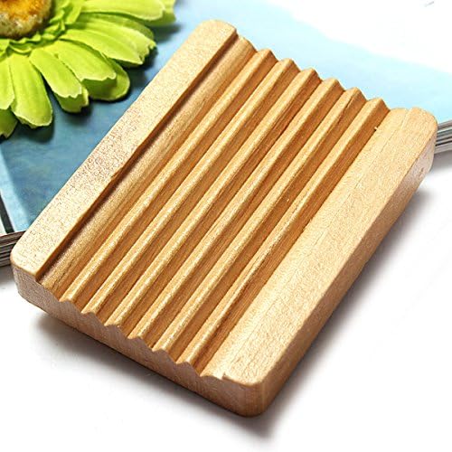 2 Pieces Natural Trapezoid Wood Soap Dish Box Container Holder Bathroom Home Accessory