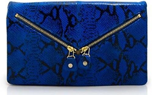 Lush Leather Python Disco Royal Blue Envelope Clutch