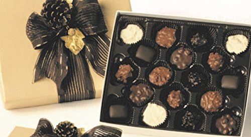 SCRUMPTIOUS Handmade Assorted Chocolates Beautifully Packaged in a Holiday READY-TO-GIVE Pine Cone and Satin Ribbon GIFT BOX - Large 18 Pieces, 13.50 Ounces