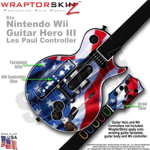 Ole Glory Skin by WraptorSkinz TM fits Nintendo Wii Guitar Hero III (3) Les Paul Controller (GUITAR NOT INCLUDED)
