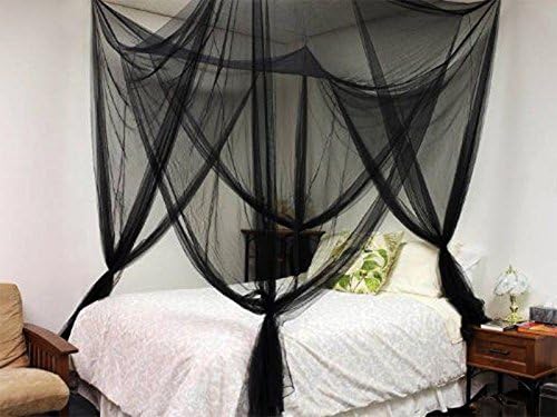 NEW 4 Corner Post Bed Canopy Mosquito Net Full Queen King Size Netting Bedding { Black Color} }