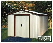 DuraMax Model 50334 8x8 Titan Metal Shed with foundation, brown trim