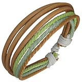 Natural Leather Multi-strand Bracelet with Accent Color Cords, Adjustable Fit for Men and Women