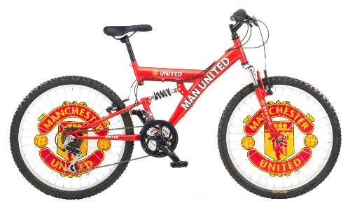 Manchester United Boys Dual Suspension Bike - Red, 24-Inch