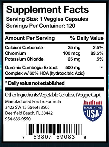 Advanced Garcinia Cambogia with 60% HCA for Rapid Assimilation, 500mg Concentrate 120 Capsules- Prevent Formation of Fat Cells, Boost Energy, Metabolism + Wellbeing - Natural Weight Loss Formula! Appetite Suppressant- Hygienically Produced & Sealed!