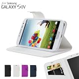 GMYLE(R) White PU Leather Cross Pattern Wallet Case Cover Stand for Samsung Galaxy S4 i9500 S IV