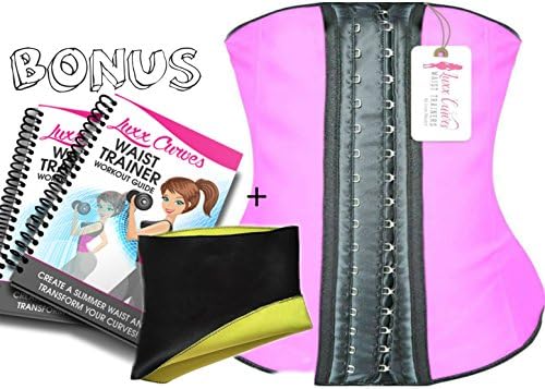 Luxx Curves Waist Trainer Corset For Weight Loss Latex Shaper - Postpartum Women (Size 4XL Pink)