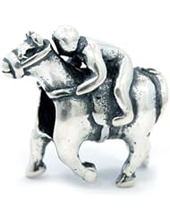 .925 Sterling Silver " Galloping Horse w/ Rider " Bead Compatible with Pandora Chamilia Kay Troll Bracelet