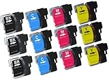Virtual Outlet ® 12 Pack Compatible Inkjet Cartridges for Brother LC-61 LC61 LC 61 LC-61XL, LC-61BK LC-61C LC-61M LC-61Y High Yield Compatible with Brother DCP-165C, DCP-585CW, DCP-375CW, DCP-385CW, DCP-395CN, DCP-J125, MFC-290C, MFC-490CW, MFC-5490CN, MFC-5890CN, MFC-6490CW, MFC-790CW, MFC-990CW, MFC-255CW, MFC-495CW, MFC-795CW, MFC-295CN, MFC-250C, MFC-6890CDW, MFC-J615W, MFC-J415W, MFC-J265w, MFC-5895CW, MFC-J220, MFC-J270W, MFC-J410W, MFC-J630W (3 Black, 3 Cyan, 3 Magenta, 3 Yellow)