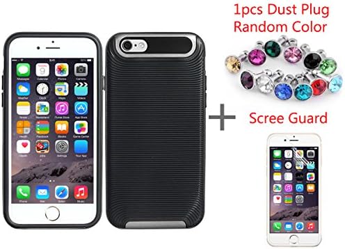 Alicases iPhone 6 Plus Case, [Gray]Hybrid Armor Dual Layer 2 in 1 Rugged Durable Shockproof Protective Case Cover + HD Clear Screen Protector + 1pcs Dust Plug for iPhone 6 Plus 5.5 Inche Screen